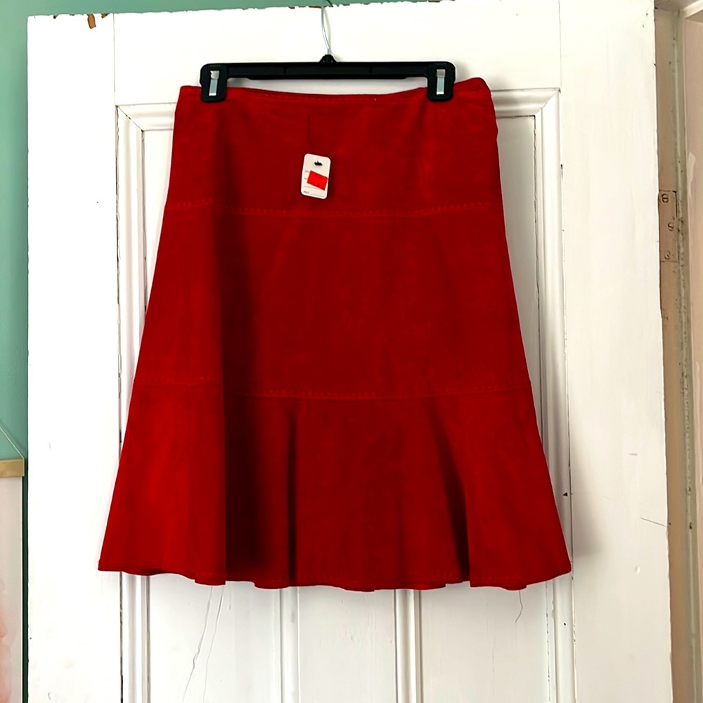 Vintage red leather skirt